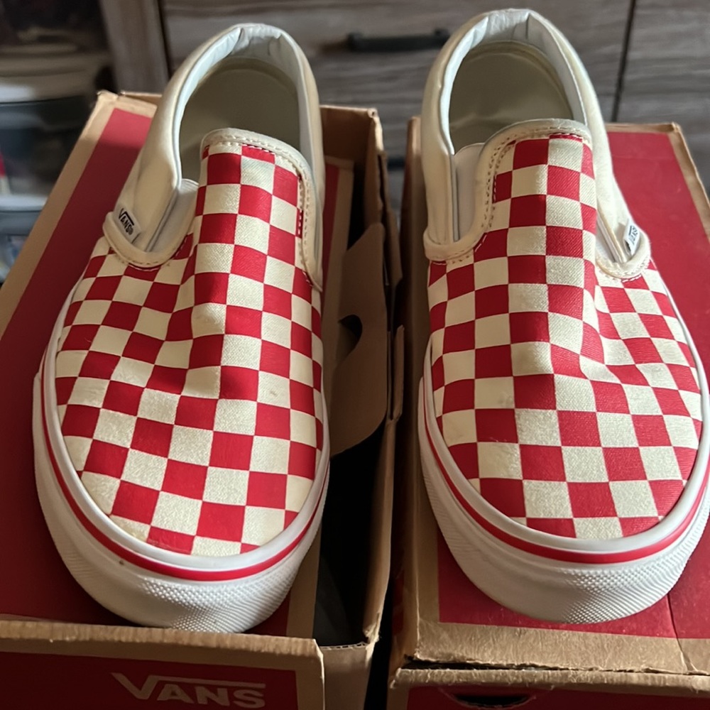Vans Classic Red and White Checkerboard Sneakers
